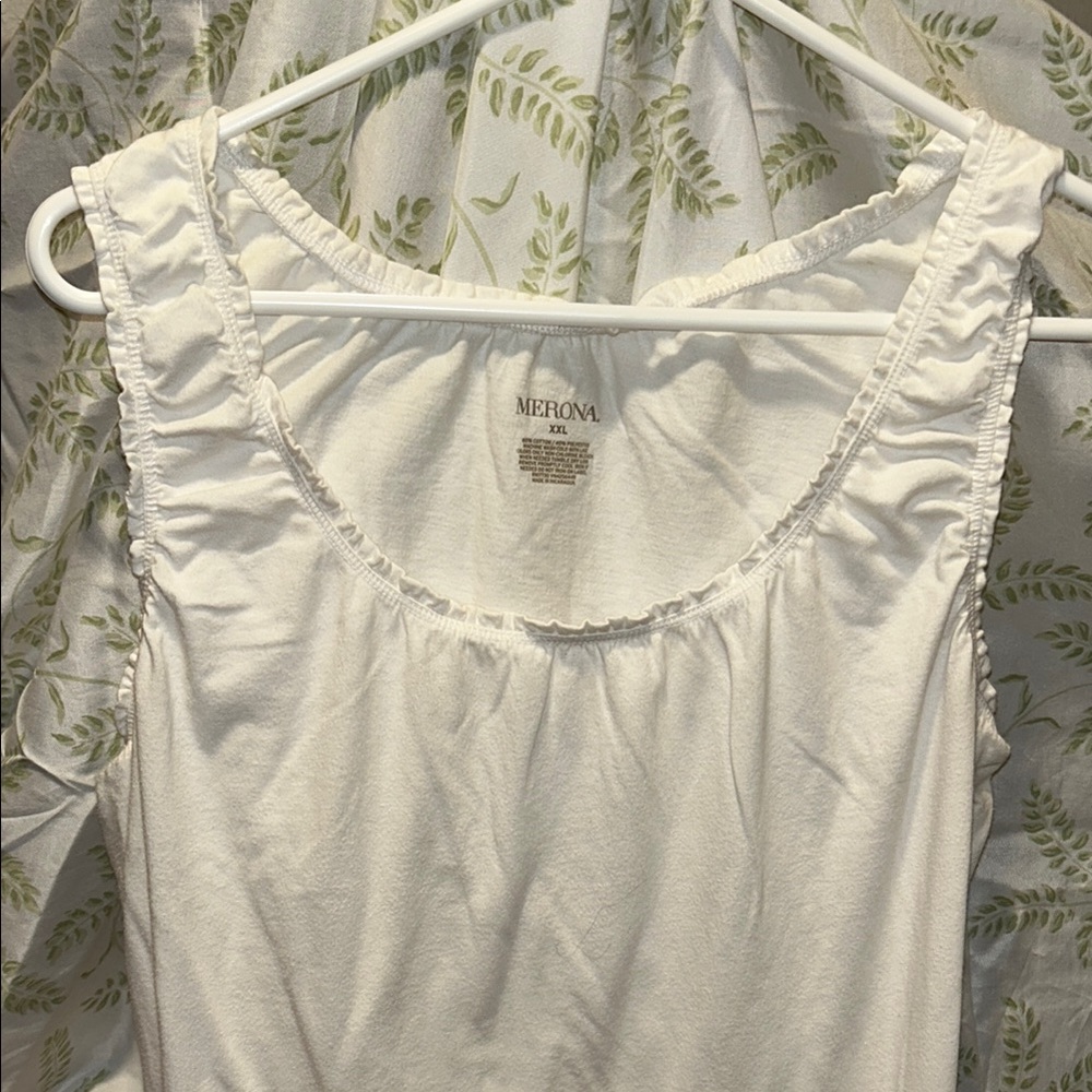 Merona White Ruffled Tank Top